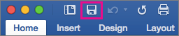 The Save icon is highlighted on the ribbon in Word 2016 for Mac.