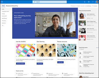 Preview of the Employee onboarding team SharePoint site template. 