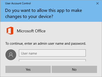 Screenshot showing User Account Control window