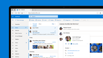 Capture d’écran de l’écran d’accueil de l’application web Outlook