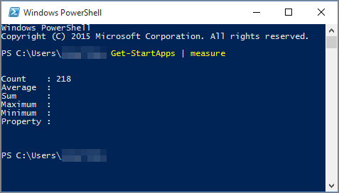 Skrip Windows PowerShell dengan hitungan aplikasi