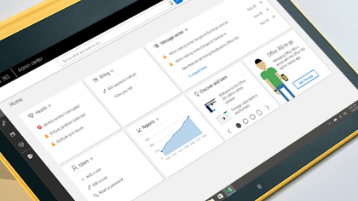Schermata del tablet che mostra l'interfaccia di amministrazione di Microsoft 365.
