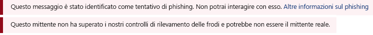 Uno screenshot della barra di sicurezza rossa in un messaggio di Outlook.