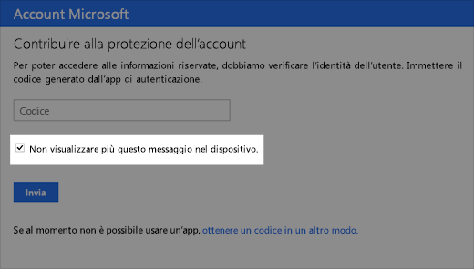 Screenshot della finestra di dialogo Dispositivo attendibile