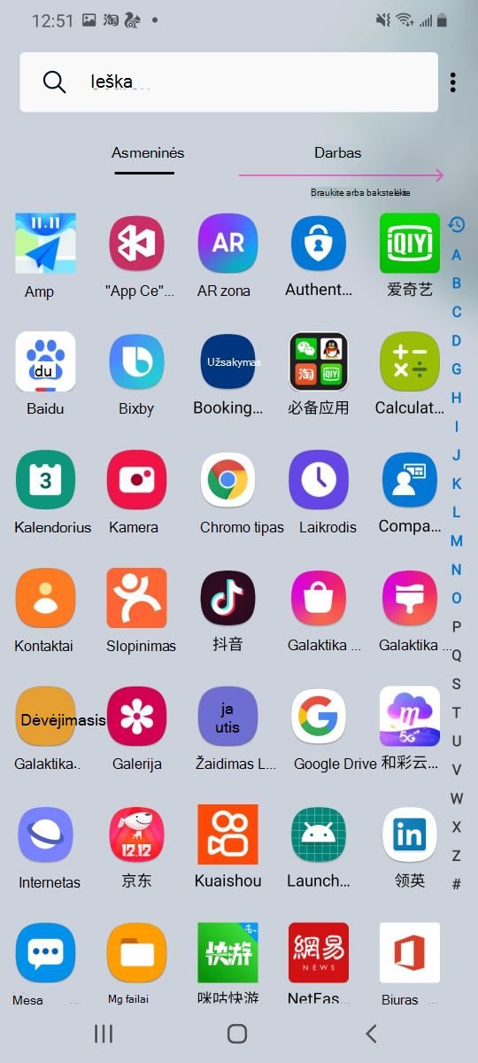 work app drawer