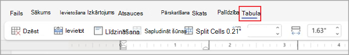 Table tabs in simplified ribbon