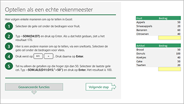 Een rondleiding volgen in Excel