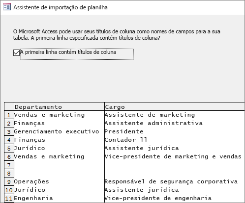 Importando dados do Excel