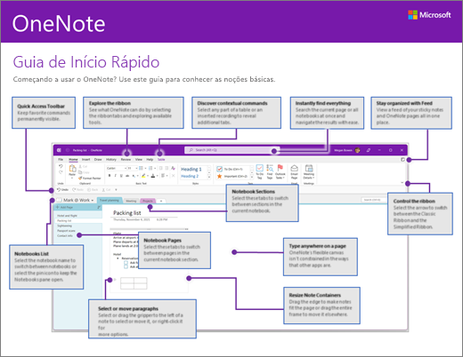 Guia de Início Rápido do OneNote 2016 para Windows