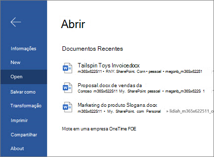 Abra um document_Word para a Web