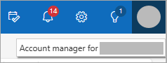 Captura de ecrã do Gestor de contas no Outlook na Web