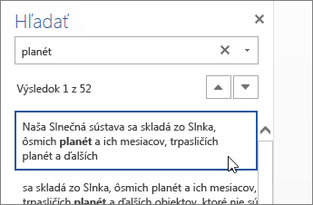 Tabla Hľadať vo Worde Online