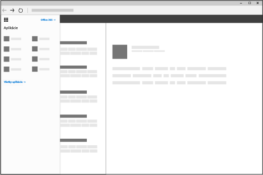 Okno prehliadača s otvoreným spúšťačom aplikácií služieb Office 365