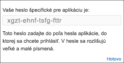 Skopírujte heslo aplikácie