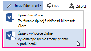 Obrázok príkazu Upraviť v aplikácii Word Web App