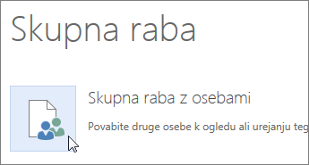 Gumb za dajanje vsebine v skupno rabo z drugimi v programu Word Online