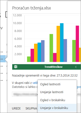 Predogled Officeovega dokumenta v SharePointovi knjižnici