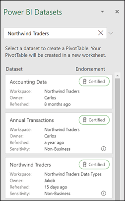 Izvedena tabela iz usluge Power BI