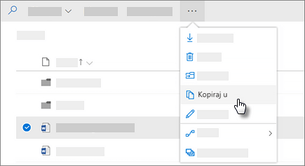 Snimak ekrana komande "Kopiraj u" u OneDrive for Business