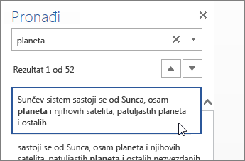 Okno „Pronađi“ u usluzi Word Online