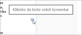 Slika balončića za komentar u programu Word Web App