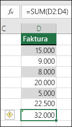 Excel prikazuje grešku kada formula preskoči ćeliju u opsegu