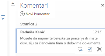 Ulančani komentari u programu Word Online