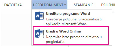 Slika komande „Uredi u programu Word Web App“