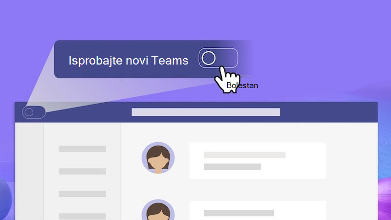 prikaz izbliza preklopnika za prebacivanje na novi Teams