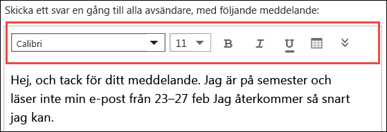 Autosvarsmeddelande för Outlook på webben