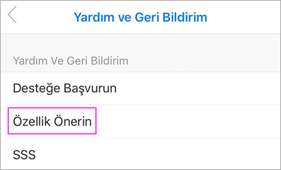 ‘Bir Özellik Önerin’i seçin