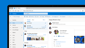 Ảnh chụp màn hình của màn hình chính trong ứng dụng web Outlook