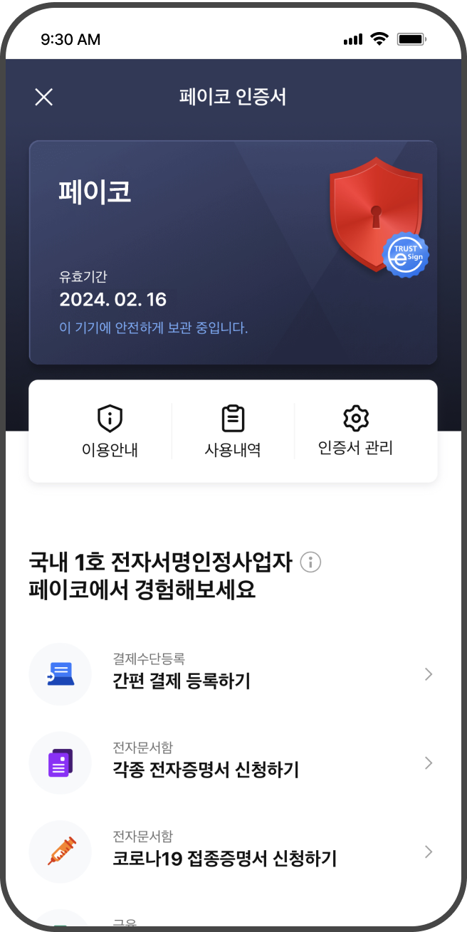 페이코 인증서