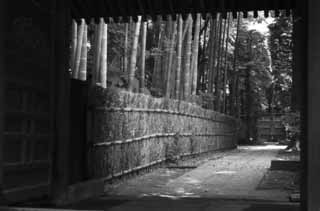 Foto, materiell, befreit, Landschaft, Bild, hat Foto auf Lager,Japanisch entwerfen Sie Gasse, Bambus, steinigen Sie Bürgersteig, Tor, 