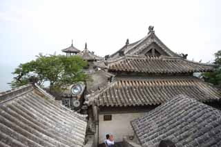 Foto, materiell, befreit, Landschaft, Bild, hat Foto auf Lager,Penglai-Pavillon, Fata Morgana, hohes Gebäude, Chinesisches Essen, das Besichtigen von Stelle