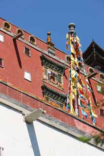 Foto, materiell, befreit, Landschaft, Bild, hat Foto auf Lager,Putuo Zongcheng-Tempel, Tibet, Chaitya, , Rot und weiß