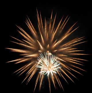 Foto, materiell, befreit, Landschaft, Bild, hat Foto auf Lager,Tama-Fluss Feuerwerk Demonstration, Das Starten von Feuerwerk, natürliche Szene oder Gegenstand, der poetischen Charme der Jahreszeit des Sommers hinzufügt, Signalfeuer, Helligkeit