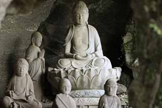 Foto, materiell, befreit, Landschaft, Bild, hat Foto auf Lager,Mt. sah keine rhea-Höhle Okuno-in Tempel, Buddhismus, Ishibotoke, Buddhistisches Bild, Realisierung