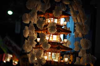 Foto, materiell, befreit, Landschaft, Bild, hat Foto auf Lager,Buddhistischer Gedenkdienst viele Lampen, Turm für Taho-nyorai, Viele Lampen, Linie, künstliche Blume