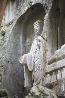 Foto, materiell, befreit, Landschaft, Bild, hat Foto auf Lager,Ein HangzhouLingyingTemple-Bild von Buddha schrieb auf die polierte Klippe, Buddhismus, Ishibotoke, Buddhistisches Bild, Faith