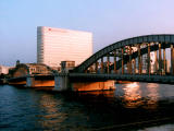 Foto, materiell, befreit, Landschaft, Bild, hat Foto auf Lager,Kachidoki überbrückt am früh-Abend, Kachidoki, Brücke, Zugbrücke, 