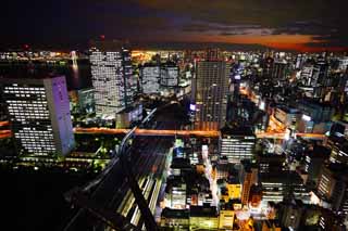 Foto, materiell, befreit, Landschaft, Bild, hat Foto auf Lager,Tokyo Nacht Sicht, Gebäude, Das Stadtzentrumsgebiet, Tamachi, Odaiba