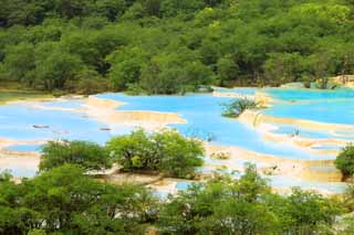 Foto, materiell, befreit, Landschaft, Bild, hat Foto auf Lager,Huanglong fünf Farben Teich, , , , 