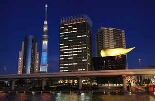 Foto, materiell, befreit, Landschaft, Bild, hat Foto auf Lager,Das Asakusa und Sky Tree, , , , 