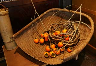 Foto, materiell, befreit, Landschaft, Bild, hat Foto auf Lager,Die Wahrheit und der Bambuskorb von persimmon, Sieb, , , Japanischer persimmon