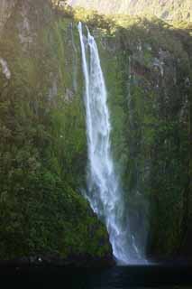 Foto, materiell, befreit, Landschaft, Bild, hat Foto auf Lager,Milford Sound Stalin Wasserfälle, , , , 