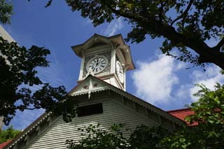 Foto, materiell, befreit, Landschaft, Bild, hat Foto auf Lager,Sapporo Uhrturm, Uhrturm, Uhr, das Besichtigen von Stelle, Sapporo