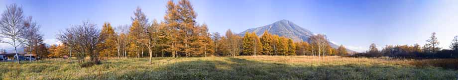 Foto, materiell, befreit, Landschaft, Bild, hat Foto auf Lager,Senjogahara in spätem Sturz, Mt. männliche Figur, Färbte Blätter, Panoramcomposition, Rundblick