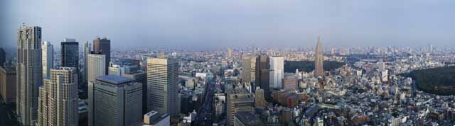 Foto, materiell, befreit, Landschaft, Bild, hat Foto auf Lager,Shinjuku entwickelte neu Stadtzentrum, Gebäude, Das Tokyo MetropolitGovernment Büro, DoCoMo-Turm, nationale Autobahn