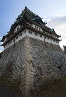 Foto, materiell, befreit, Landschaft, Bild, hat Foto auf Lager,Nagoya-jo Burg, Mörderwalspitze, Burg, Der Burgturm, 